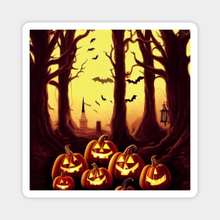 Halloween Trees and Pumpkin Magnet