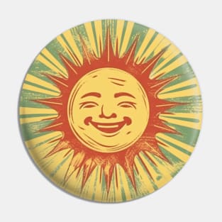 Retro smiling sun illustration Pin