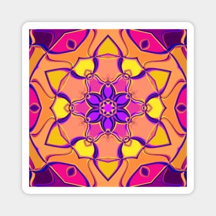 Cartoon Mandala Flower Pink Purple and Orange Magnet