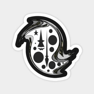 Black And White Magic Bird With Symbols Magnet