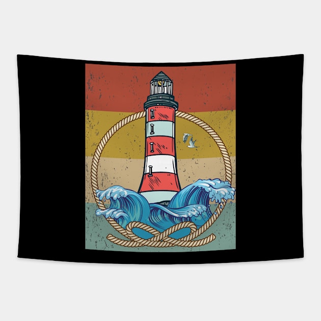 Lighthouse Sea Seagull Coast Shipping Vintage Tapestry by Monstershirts