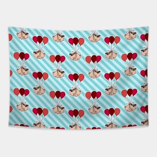 Balloon Pug Pattern Tapestry