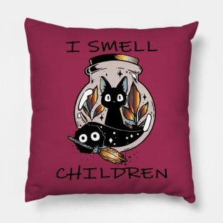 i smell children funny halloween cat magic potion Pillow