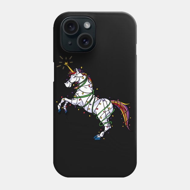 Beautiful Unicorn Wrapped in Lights Christmas Gift Phone Case by Dibble Dabble Designs