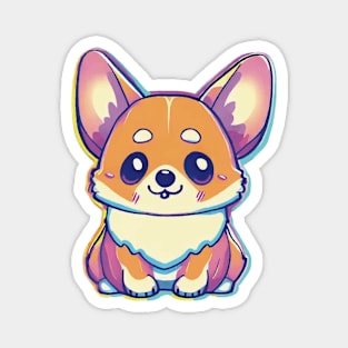 neon corgi illustration Magnet