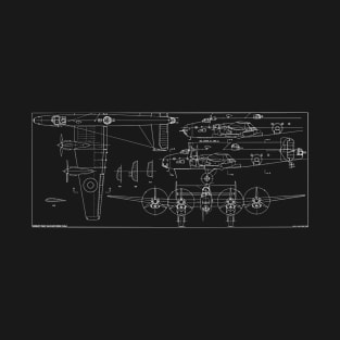 Halifax British WW2 Bomber Plane Blueprints Schematics Gift T-Shirt