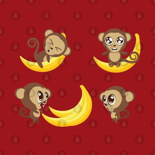 Monkeys with banana by AnnArtshock