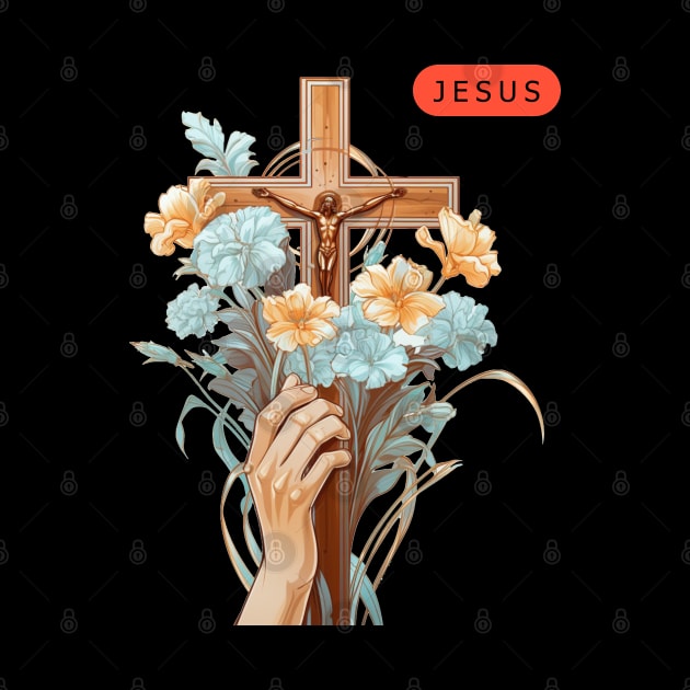 Good Friday jesus with beautiful flower by MilkyBerry