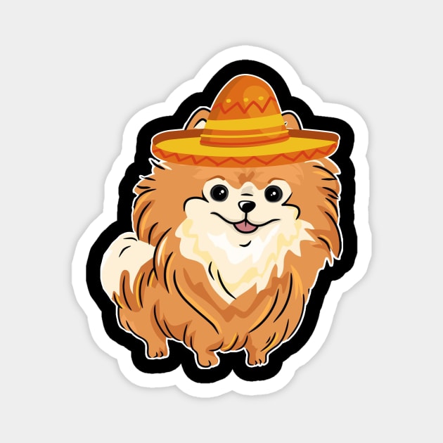 Cute dog pomeranian mexico cinco de mayo Magnet by franzaled