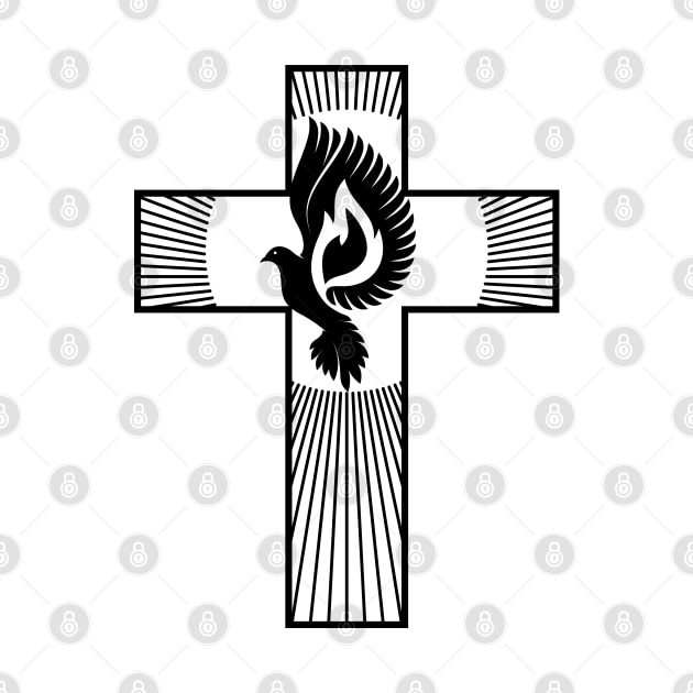 The cross of Jesus and the dove - a symbol of the Holy Spirit by Reformer