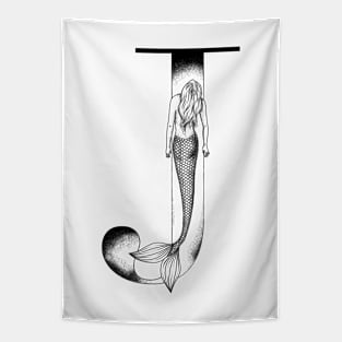 Mermaid Monogram J Tapestry