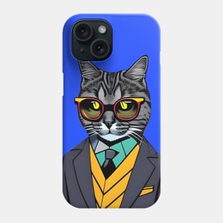 Cat Boss wearing a suit and sunglasses Phone Case