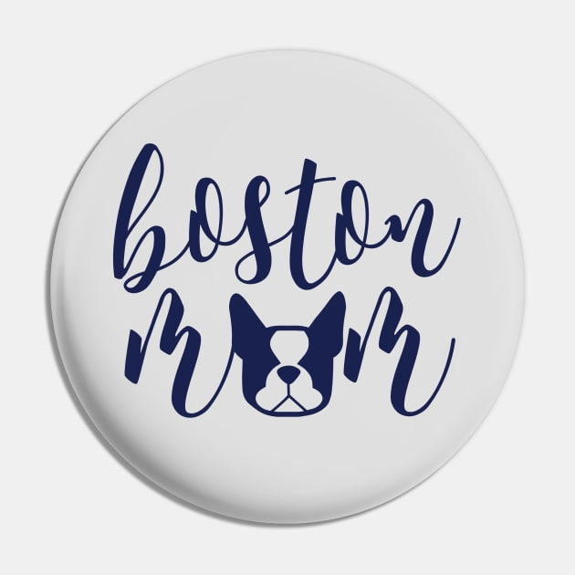 Boston Terrier Mom - Boston fur mama in navy blue - Boston Terrier decal sticker Pin by smooshfaceutd