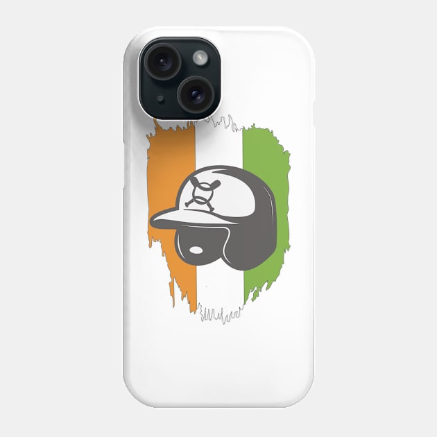 Indian Baseball Player Bat Ball Helmet Fan India Flag Phone Case by alltheprints