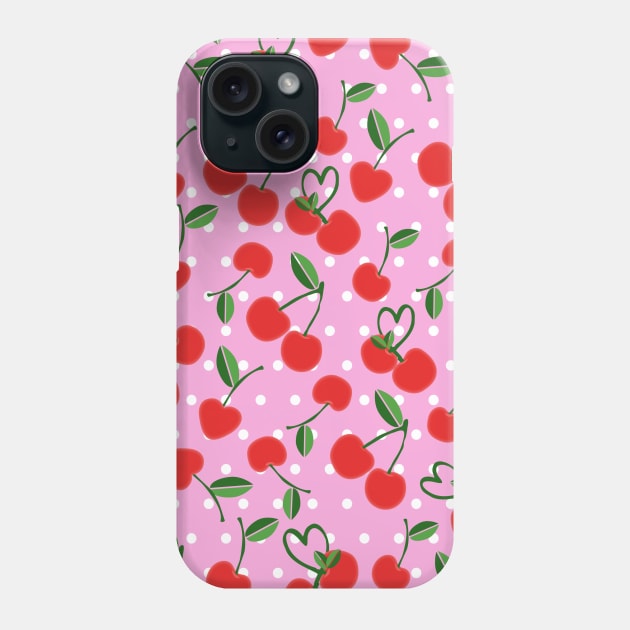 Cherry Pattern Background Pink Phone Case by bougieFire
