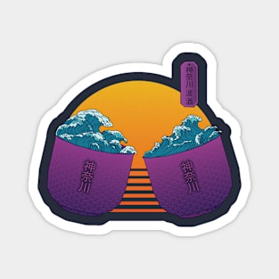 Retrowave Kanagawa wave Kanpai Sake 80s style Magnet