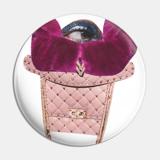 Wary Girl in Pink Fur Pin by Luca Mainini