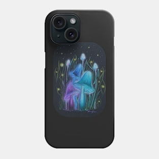 Fireflies and Psychadelic Mushrooms Glowing in the Dark Phone Case