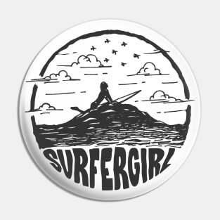 Surf Clothes | Cool rough surfer girl design art Pin