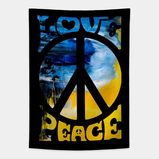 Love Peace Ukraine Tapestry by katmargoli