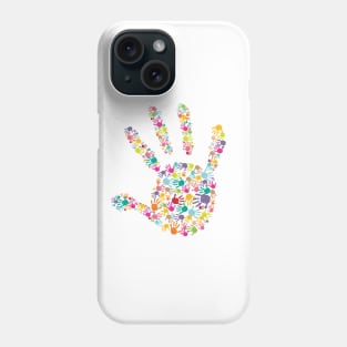 colorful baby handprint kids hands Phone Case