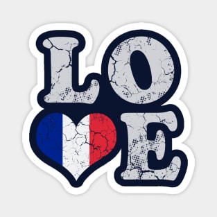 Love France French Flag Vintage Distressed Magnet