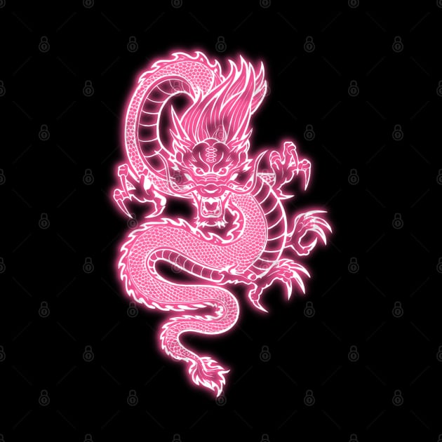 Light Pink Neon Glow Traditional Chinese Dragon by la chataigne qui vole ⭐⭐⭐⭐⭐