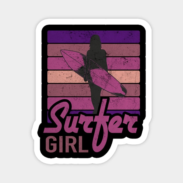 Surfer Girl Surf Club Surfing Surfing Magnet by Print-Dinner