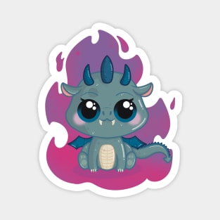 Cute Little Baby Dragon with Pinkish Flames Magnet