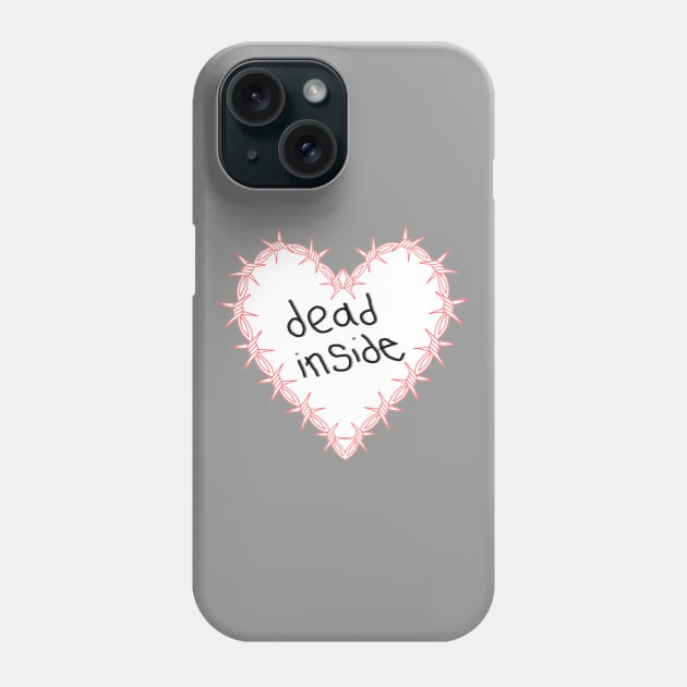 Dead Inside, Red Barbed Wire Heart, Ignorant Style Doodles Phone Case by Tenpmcreations