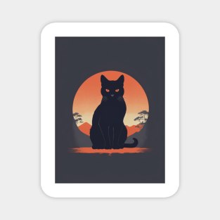 Black Cat 6 - Japanese Retro Art Magnet