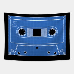 Cassette Tape Blueprint Tapestry