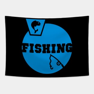 Fishing Birthday Gift Shirt. Includes a Fish and a Fishing Rod. Tapestry