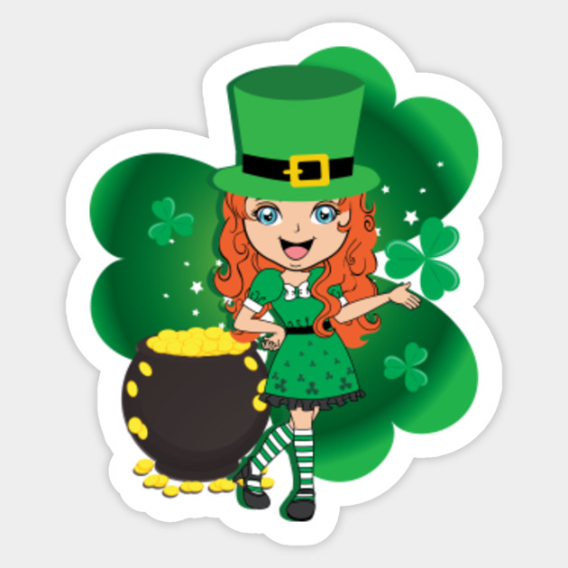 Cute Redhead Irish Girl Shamrock St Patricks Day Shirt St Patricks Day Adesivo Teepublic It