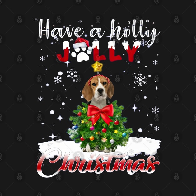 Have A Holly Jolly Christmas Beagle Dog Xmas Tree by cyberpunk art