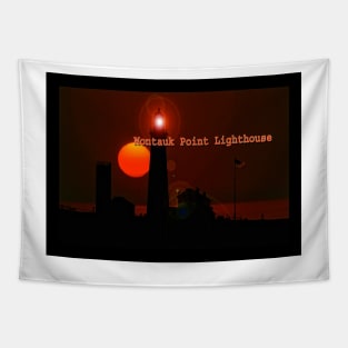 Mountauk Point Lighthouse Sunset Tapestry