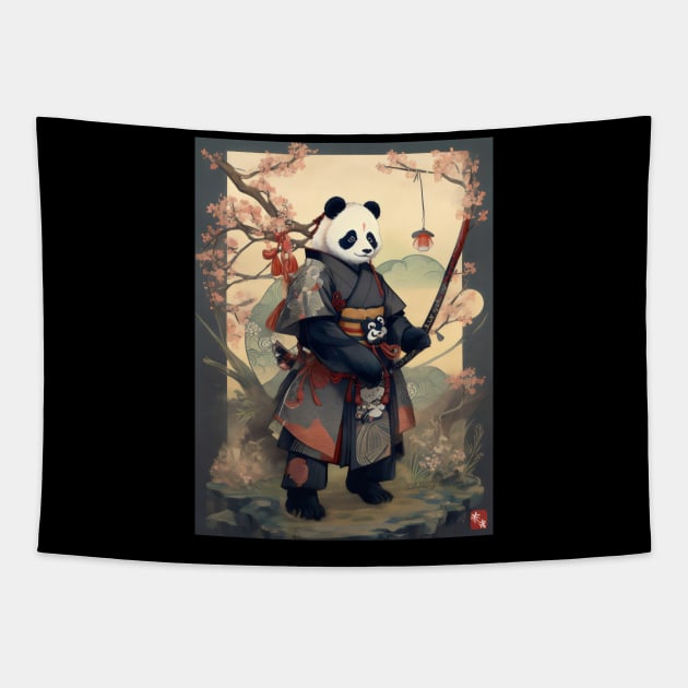 Japanese samurai panda Tapestry by Spaceboyishere