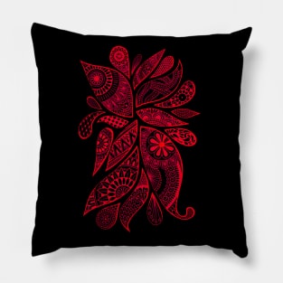 Abstract Zentangle Swirls Design (red on black) Pillow