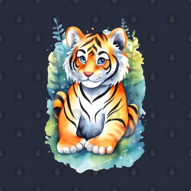 Baby Tiger Nature Kids Illustration by craftydesigns