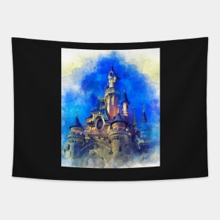 Fantasy castle - Watercolor artwork Tapestry