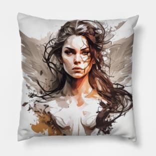 Woman Beauty Portrait Fantasy Painting Wild Life Adventure Pillow