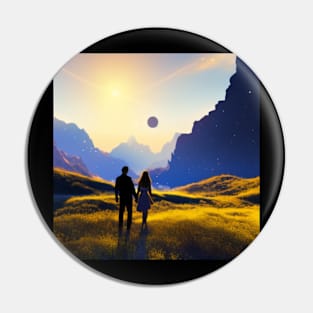 Valentine Wall Art -  Sunrise,Moonset - Unique Valentine Fantasy Planet Landsape - Photo print, canvas, artboard print Pin