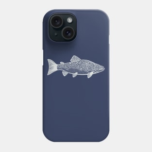 Brown Trout Ink Art - hand drawn fish design - dark colors Phone Case