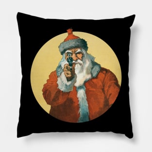 Vintage Angry Santa with Gun Pillow