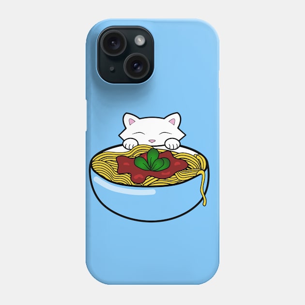Cute cat eating spaghetti Phone Case by Purrfect