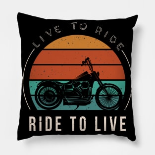 Live To Ride Vintage Motorcycle Biker Pillow