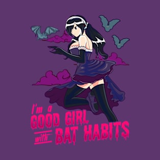 Goth Anime Bat Habits Girl T-Shirt