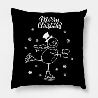 Ice Skating Snowman Pillow