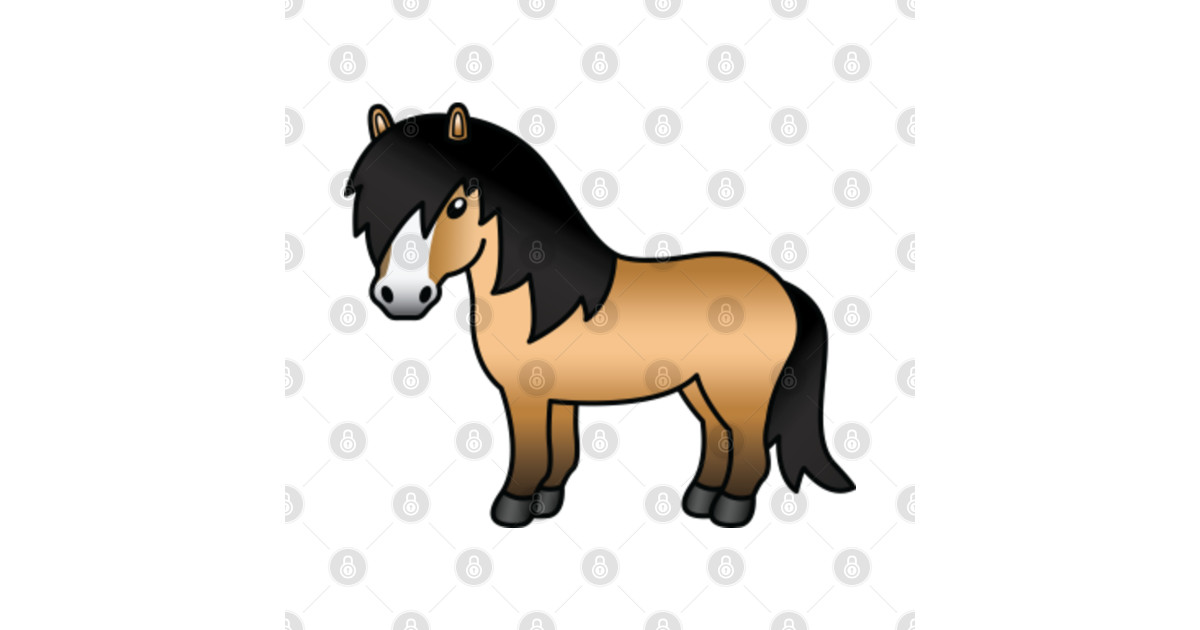 Buckskin Shetland Pony Cute Cartoon Illustration ...