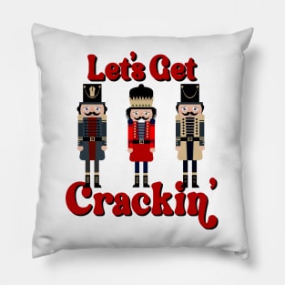 Funny Christmas Nutcracker Let's Get Crackin' Retro Christmas Pillow